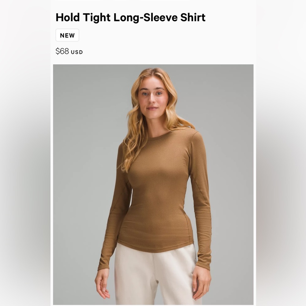 NEW Lululemon Hold Tight Long Sleeve Shirt 2 (Allspice)